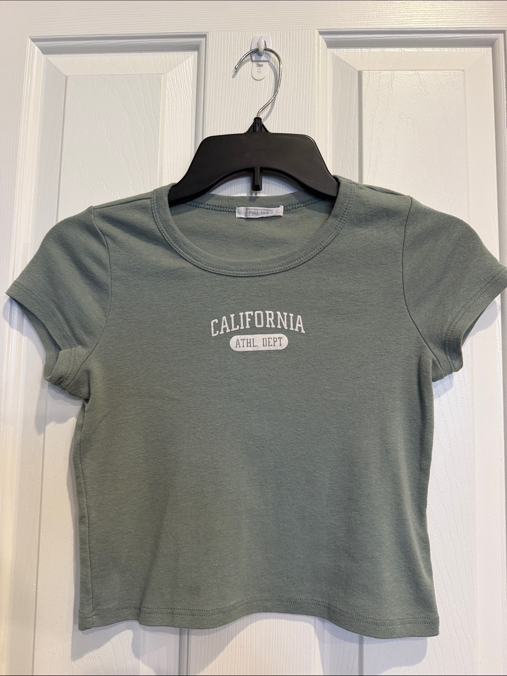 Full Tilt Sage Green California Graphic Crop Tee